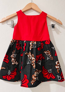 Red African print ankara dress for girls