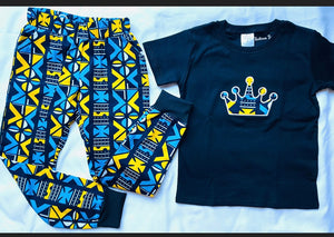 Kids pant and shirt outfit in African print