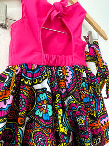 Pink African print ankara dress for girls