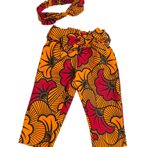 African print pants for girls, babies and toddlers with a belt