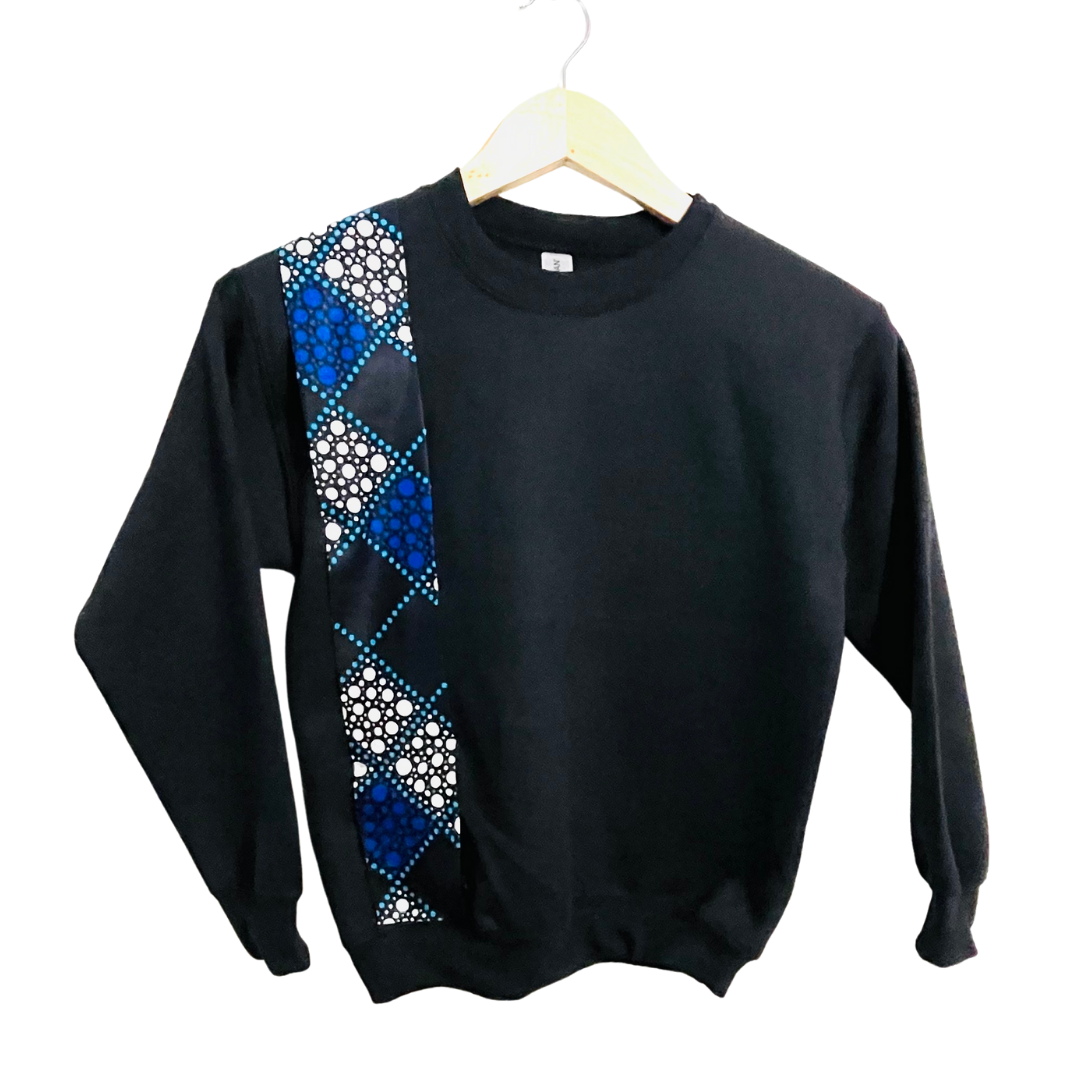 Adult and Kids Sweatshirt with African print ankara fabric detail