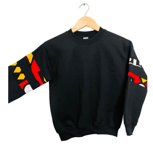 Adult and Kids Sweatshirt with African print ankara fabric on sleeves