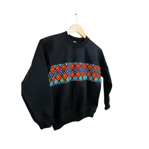 Adult and Kids Sweatshirt with African print ankara fabric across chest