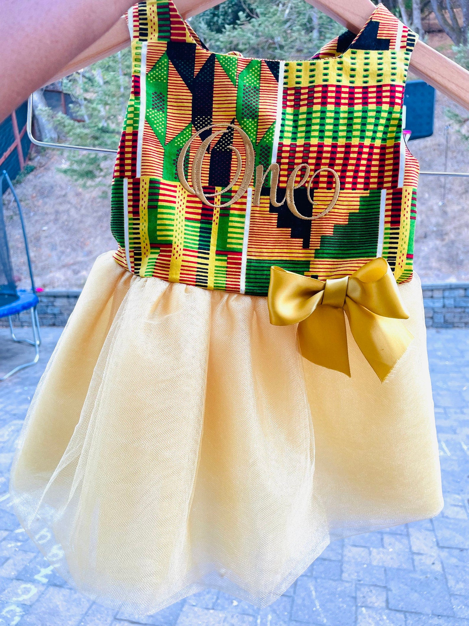 Personalized African print birthday dress for baby girl