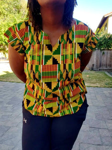 African Print Top for women, Ankara summer top, Plus size African print top, Kente fabric top