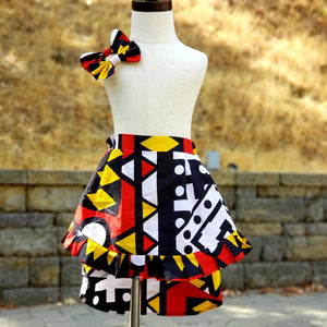 African print skirt for girls | High low ankara skirt | Ankara skirt outfit with headband | Kente kids clothes | Ankara birthday outfit