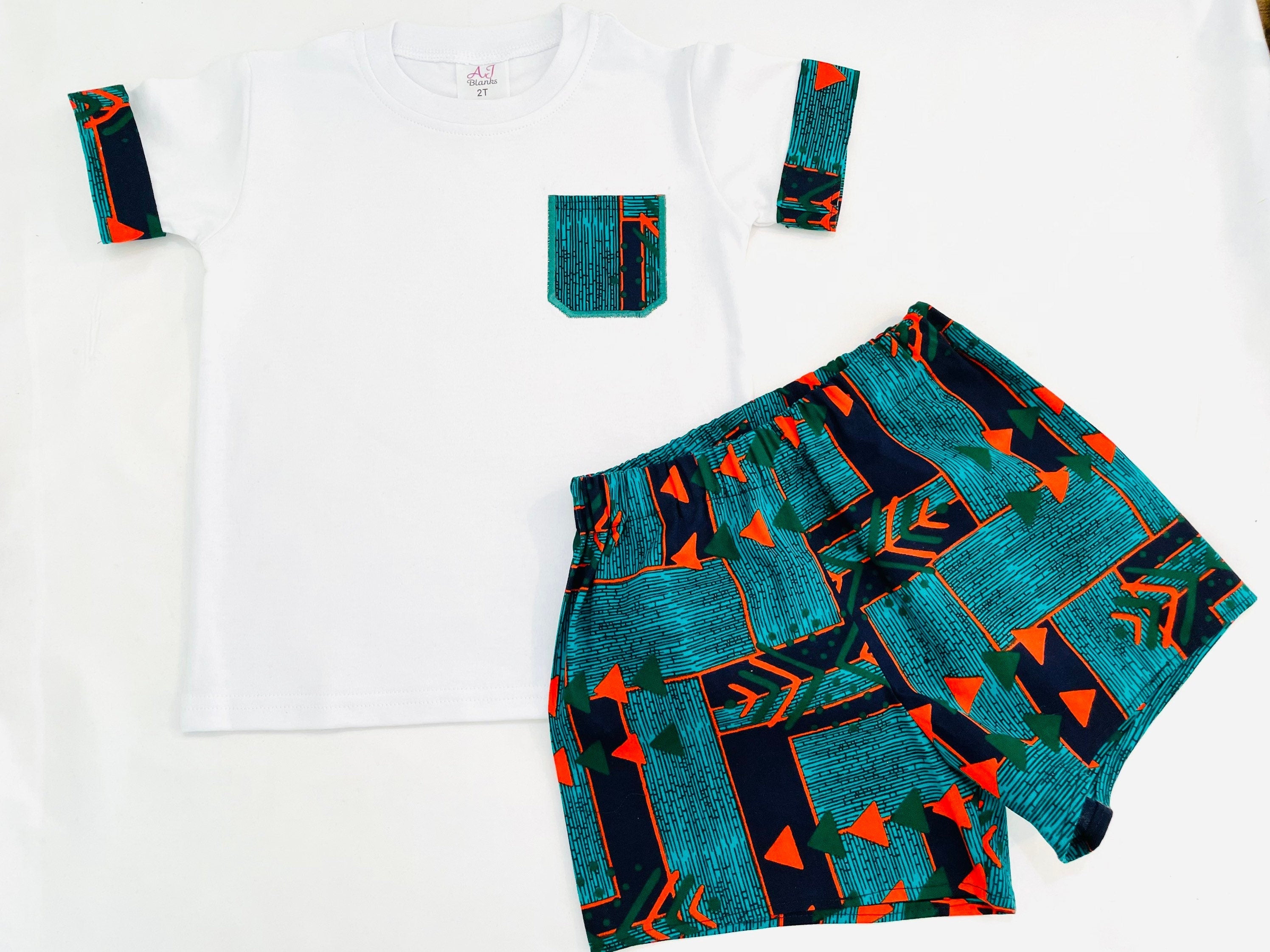 Shorts in African print ankara and t-shirt outfit