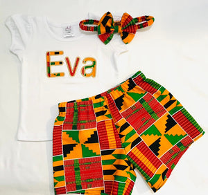 African print shorts outfit for girls