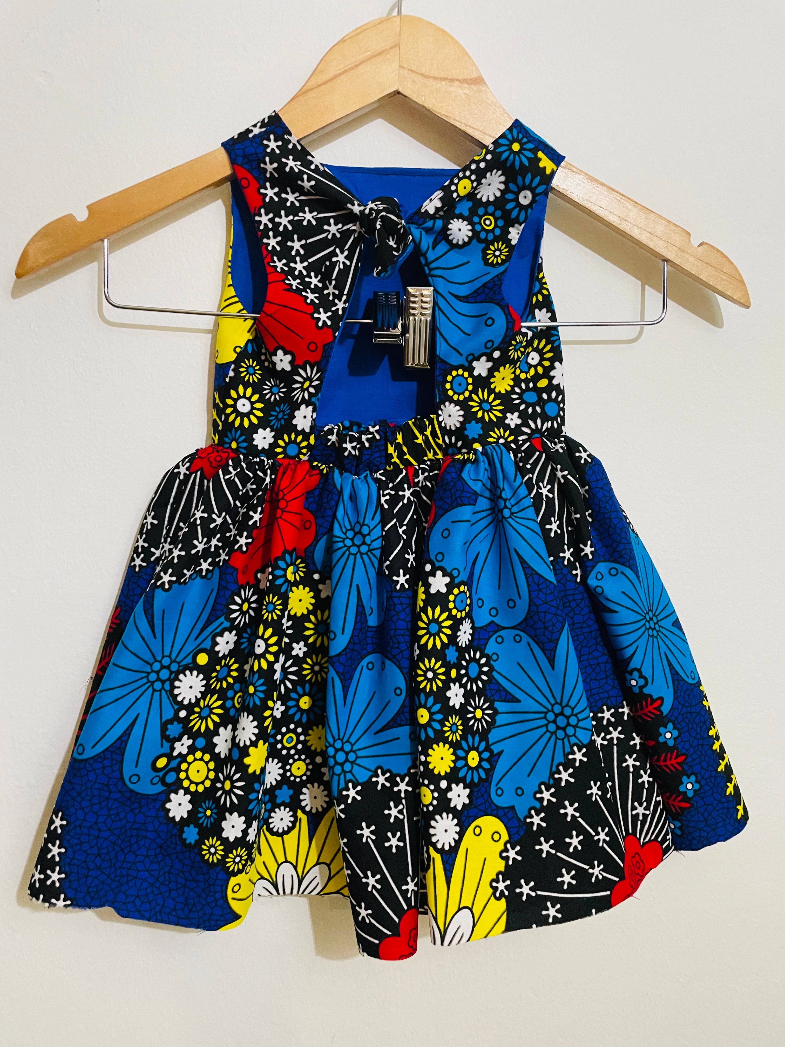 Blue African print ankara dress for girls