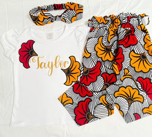 African print pants and shirt outfit for girls