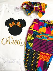 Pants outfit in purple African print ankara for girls