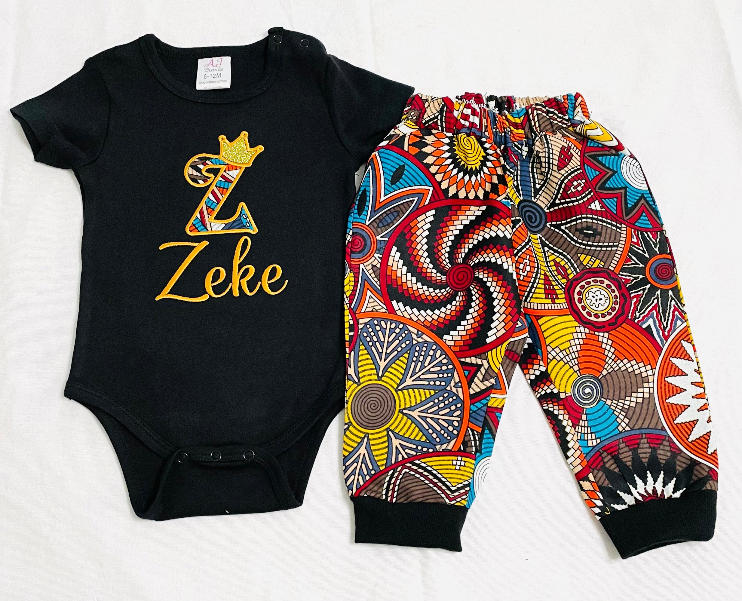 Kids pants and shirt outfit in African print