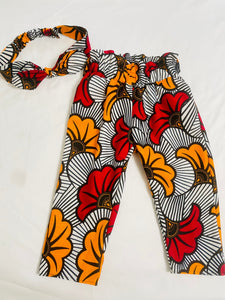 African print pants for girls, babies and toddlers with a belt