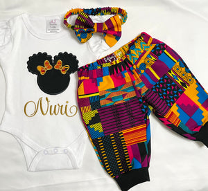 Pants outfit in purple African print ankara for girls