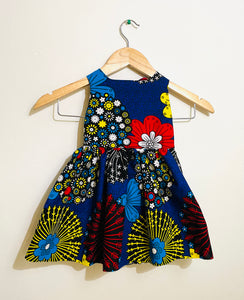 Blue African print ankara dress for girls